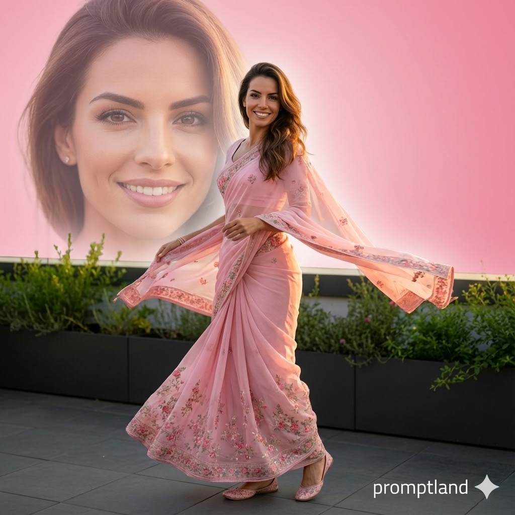 Spinning Pink Sari Cinematic Portrait