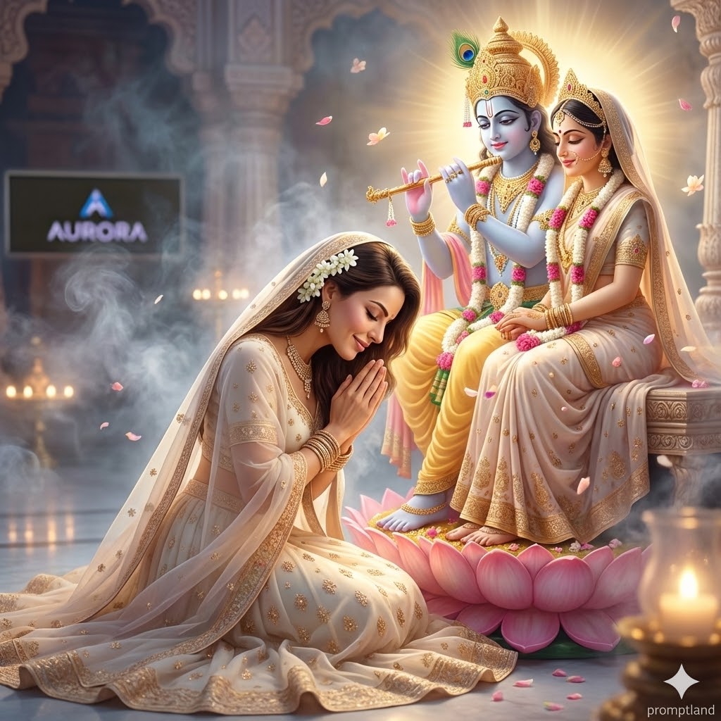 Radha-Krishna Devotional Scene