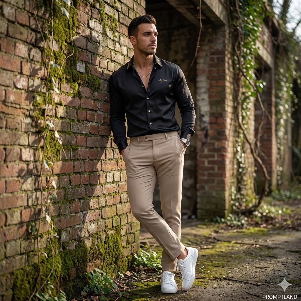 Luxury Brick Wall Editorial Portrait