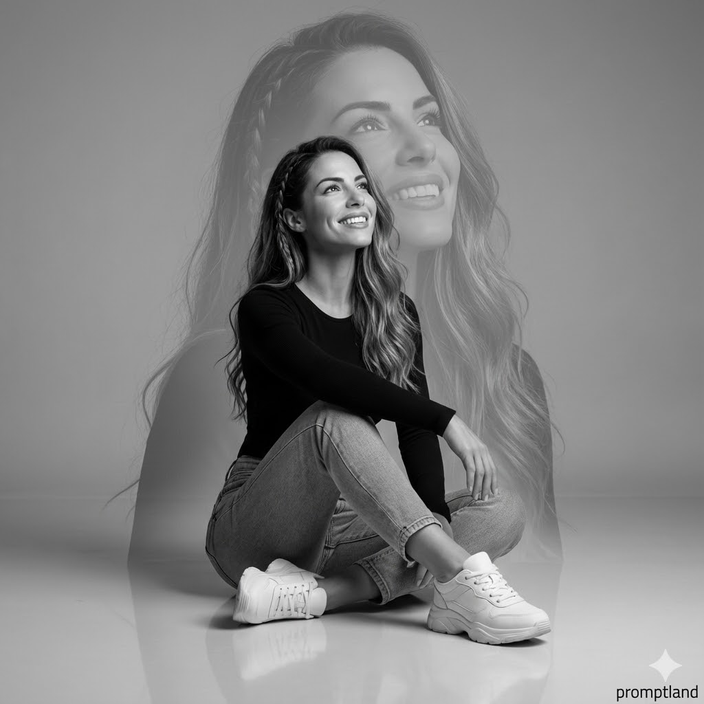 Monochrome Double Exposure Portrait