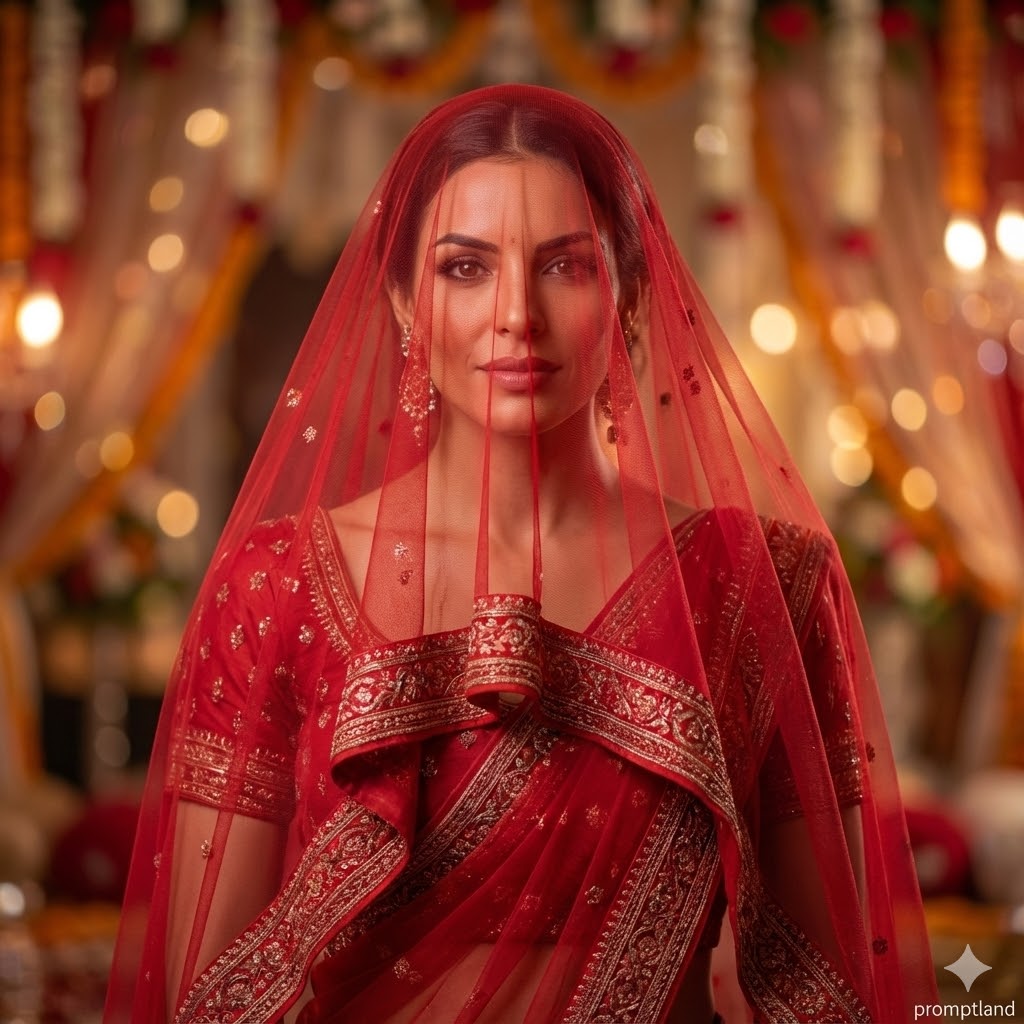 Indian Bride Close-Up Veil Portrait