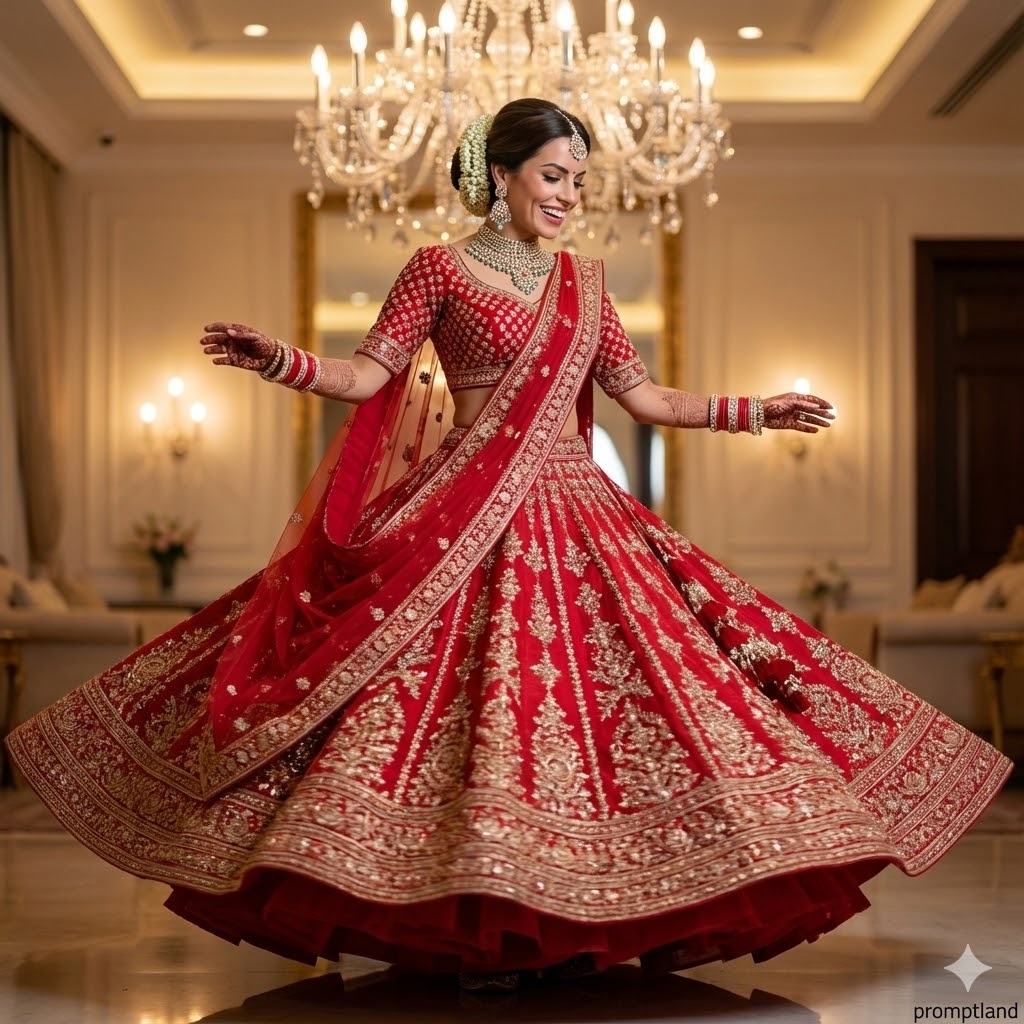 Indian Bride Spinning Full-Body Portrait