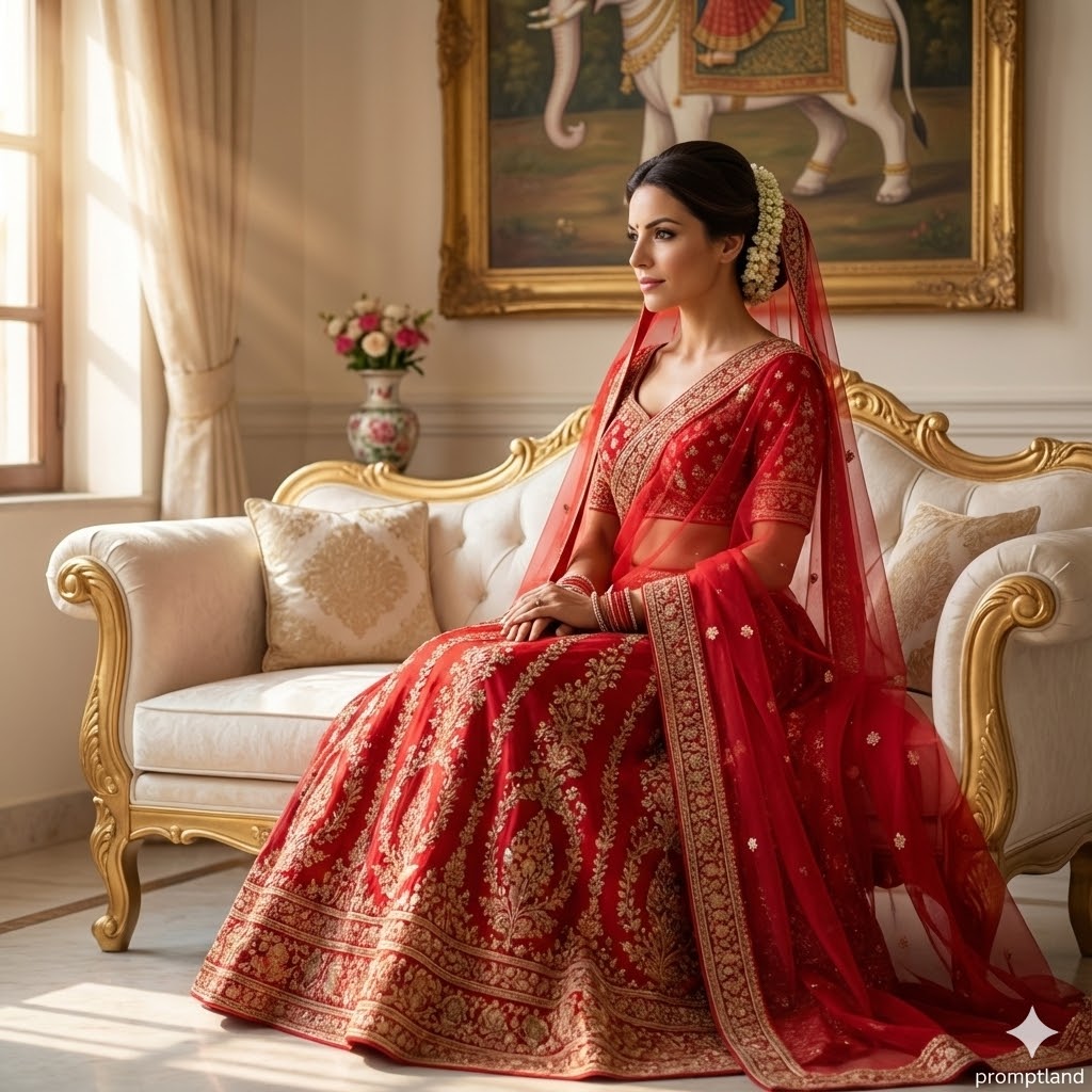 Indian Bride Seated Royal Portrait