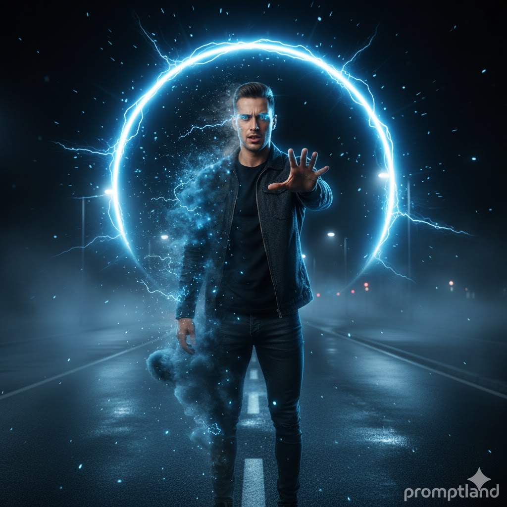 Neon Blue Night Portrait