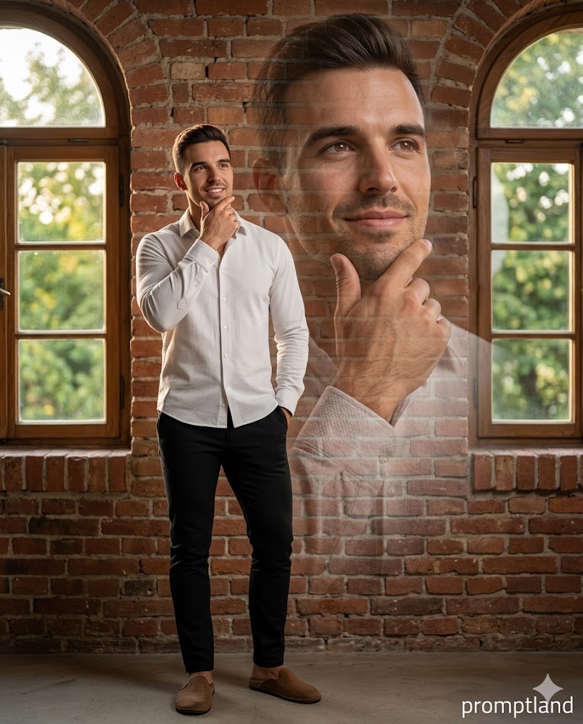 Rustic Brick Double Exposure Portrait